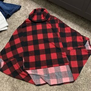 Buffalo plaid poncho